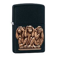  зажигалка ZIPPO Classic Monkey с покрытием Black Matte