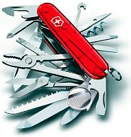 Мультифункциональный инструмент Victorinox Нож перочинныйSWISS CHAMP 91мм полупрозрачный красный
